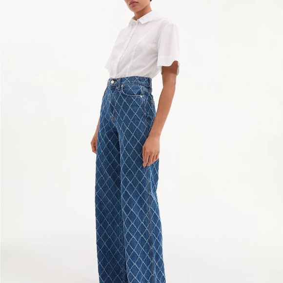 Veronica Beard Denim - Taylor Diamond Printed Wide-Leg Jean